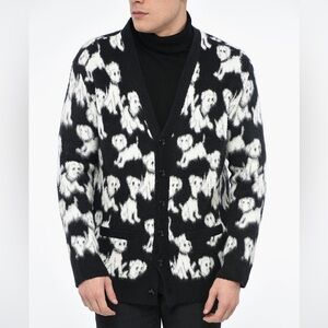 CELINE cardigan with puppy print.  Size Large